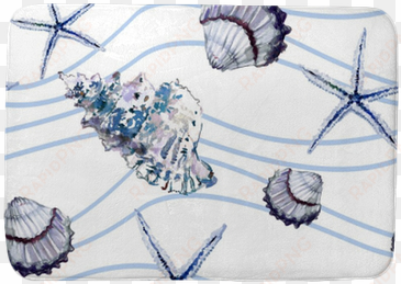 seamless marine pattern with shells, starfish and blue - sfondo marino bianco