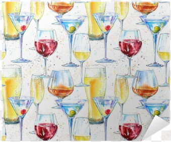seamless pattern of a champagne,cognac, wine,martini, - drink
