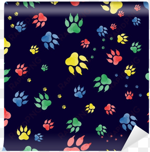 seamless pattern of dog paw marks - fondo oscuro con huellas de perro