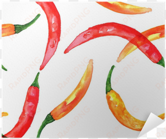 seamless pattern of watercolor drawings of chili peppers - watercolor chili