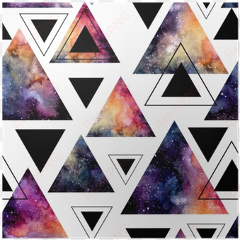 seamless pattern of watercolor triangles and galaxy - watercolor galaxy triangle
