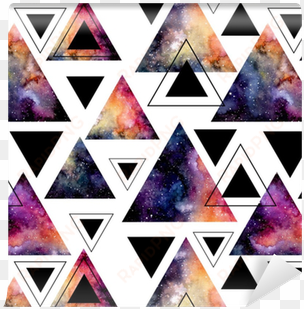 Seamless Pattern Of Watercolor Triangles And Galaxy - Watercolor Galaxy Triangle transparent png image
