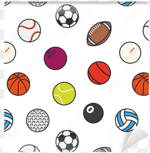 seamless pattern sports balls minimal color flat line - circle