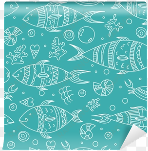 seamless pattern with doodle sea elements - illustration