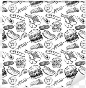 seamless pattern with hand drawn fast food - fast food