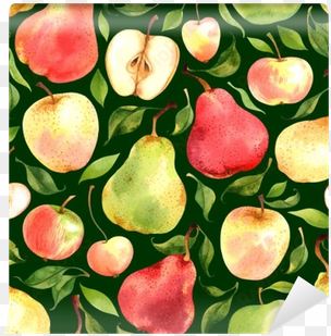 seamless pattern with watercolor apples and pears on - pears andapples by achtung - customized wallpaper patterns