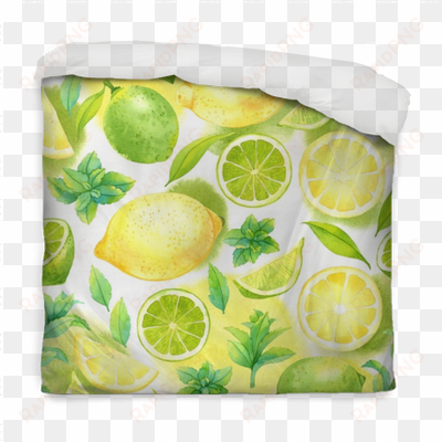 seamless pattern with watercolor lime, lemon and mint - citrus pattern by achtung - customized wallpaper patterns