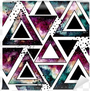 seamless pattern with watercolor triangles, galaxy - watercolor painting