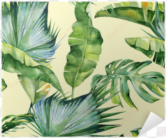 seamless watercolor illustration of tropical leaves, - malloom pillow case,sofa bed home decoration festival