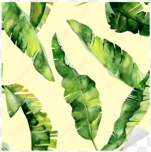 seamless watercolor illustration of tropical leaves, - trident home essentails double king bedsheet - aloha