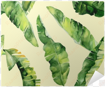 seamless watercolor illustration of tropical leaves, - trident home essentails double king bedsheet - aloha
