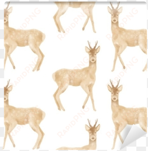 seamless watercolor pattern with roe deers hand painted - watercolor painting