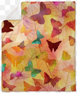 seamless watercolor texture with butterflies and skeleton - watercolor painting