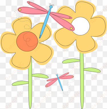 season clipart spring flower - dragonfly in the flower clipart