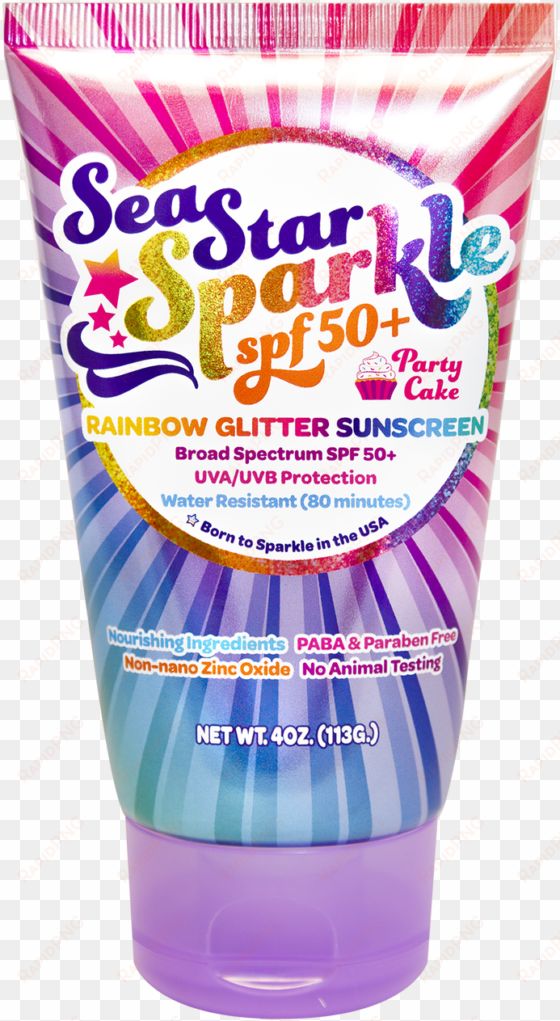 seastar sparkle spf50 party cake with rainbow glitter - glitter sunscreen