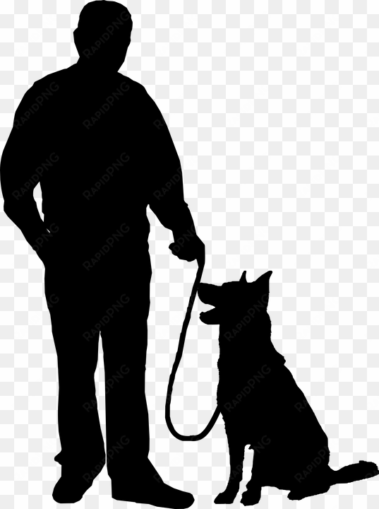 security dogs should your business security guard have - man with dog silhouette