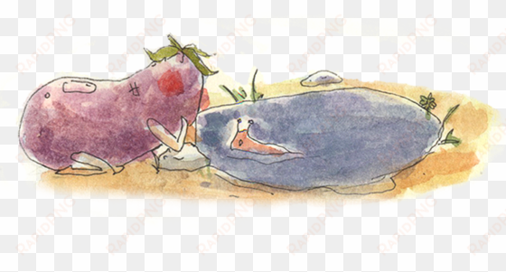 selected images from a short story about an eggplant - illustration