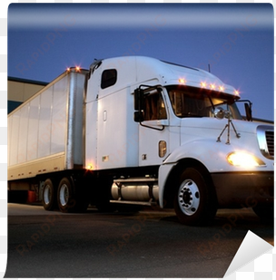 semi truck / tractor trailer at dock night view wall - truck