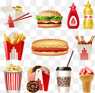 set beautiful cartoon icons of fast food, food, fast, - comida rapida caricatura