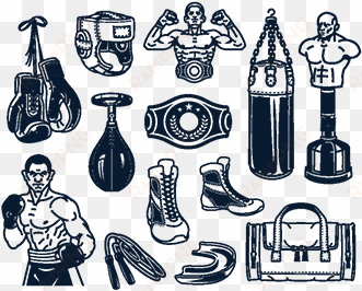 Set Boxing Icons Isolated On White - Icon transparent png image