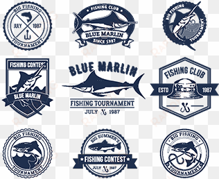 set of vector badges, stickers on catching fish - euclidean vector