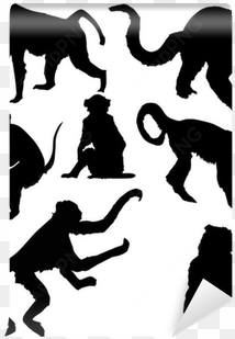 seven isolated monkey silhouettes wall mural • pixers® - silhouette