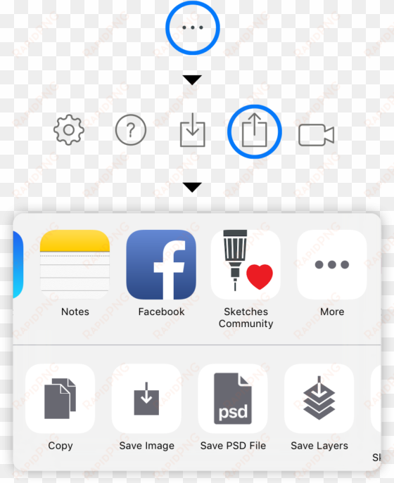 sharing through ios custom actions - ios system notifications bottom