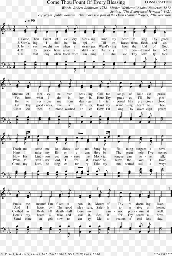 sheet music picture - come thou fount of every blessing piano