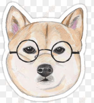 shiba inu with oversized round glasses sticker by namibear - shiba inu glasses dog cute shiba inu puppy pattern