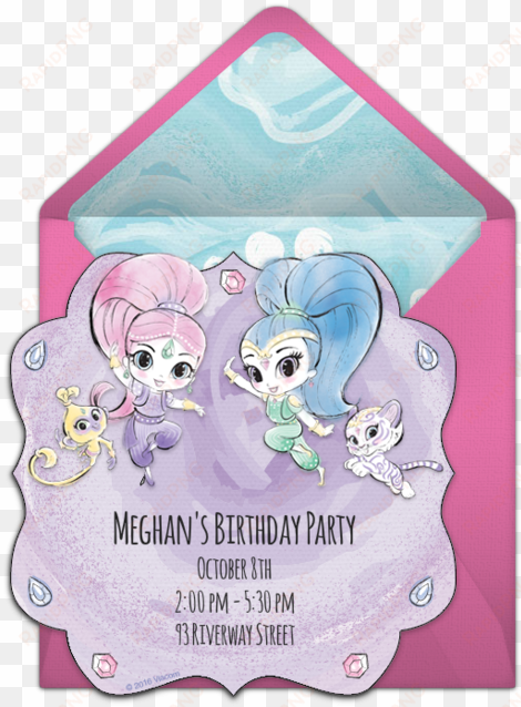 shimmer and shine watercolor online invitation - shimmer and shine