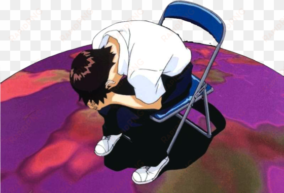 shinji transparent sitting - neon genesis evangelion sad