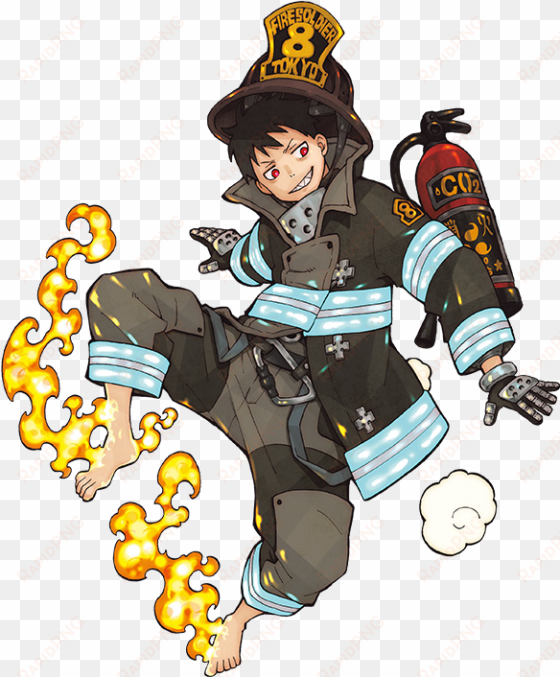 shinra kusakabe in bunker gear colour - atsushi Ōkubo fire force