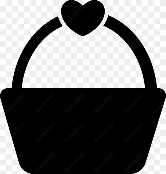 shopping or picnic basket with a heart shape comments - silhouette of a basket