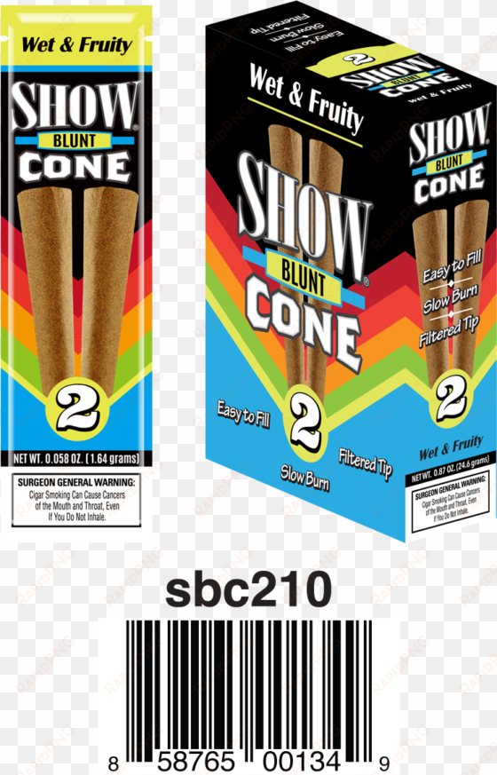 show blunt cones 2ct x 15pouches wet & fruity - wet and fruity blunt