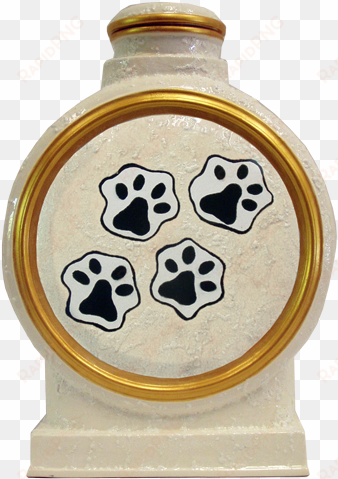 side view of pet urn back of custom dog portrait urn - cross