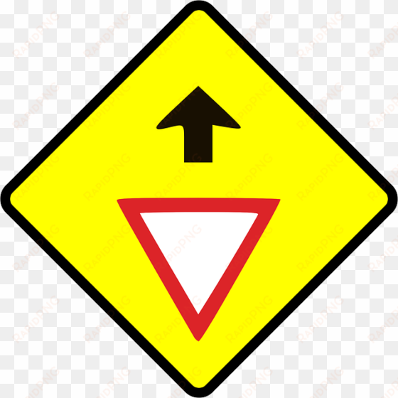 sign, symbol, traffic, transportation, way, road - give way ahead sign
