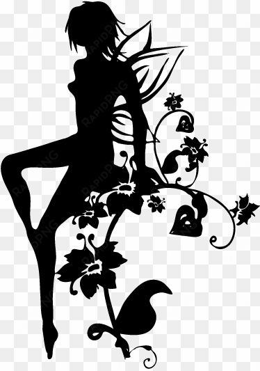 silhouette flower fairy decal - stickers fee