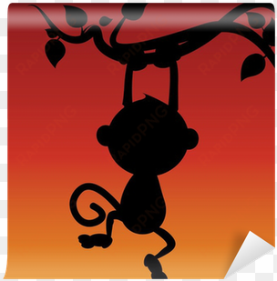 silhouette monkey on tree