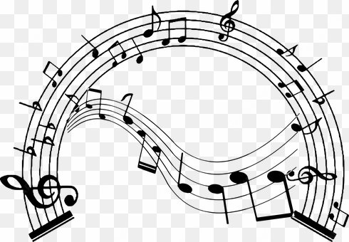 silhouette, musical, note, clef, bass - musical notes half circle