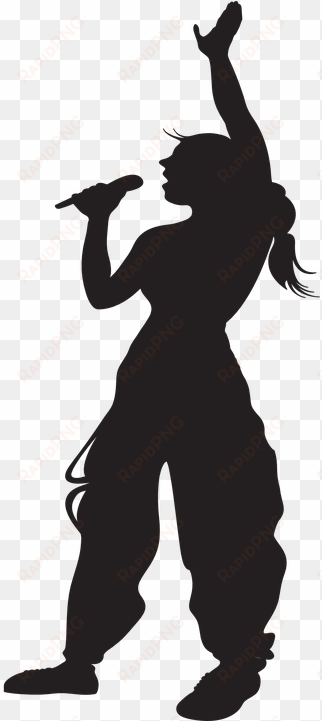 silhouette of a karaoke singer - silhouette of girl singing