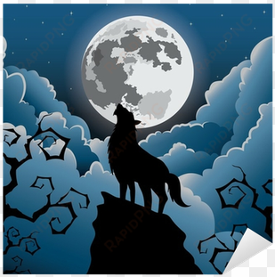 silhouette wolf howling at the moon ,halloween vector - sagoma di un lupo che ulula alla luna
