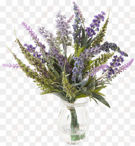 silk lavender in petite glass vase • $11 - vase