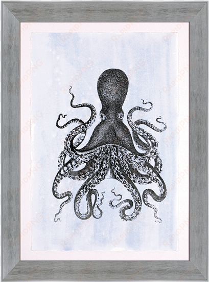 silver foil octopus ii - foil octopus ii framed painting print paragon