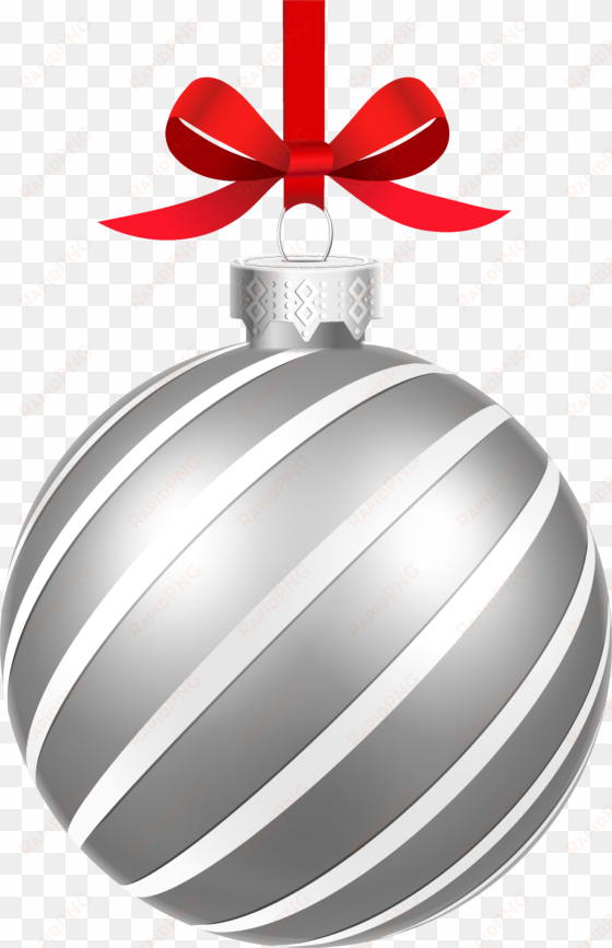silver striped christmas ball png clipart image - silver christmas ball png