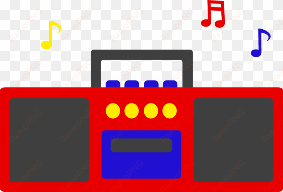 simple radio with musical notes - cartoon radio playing music