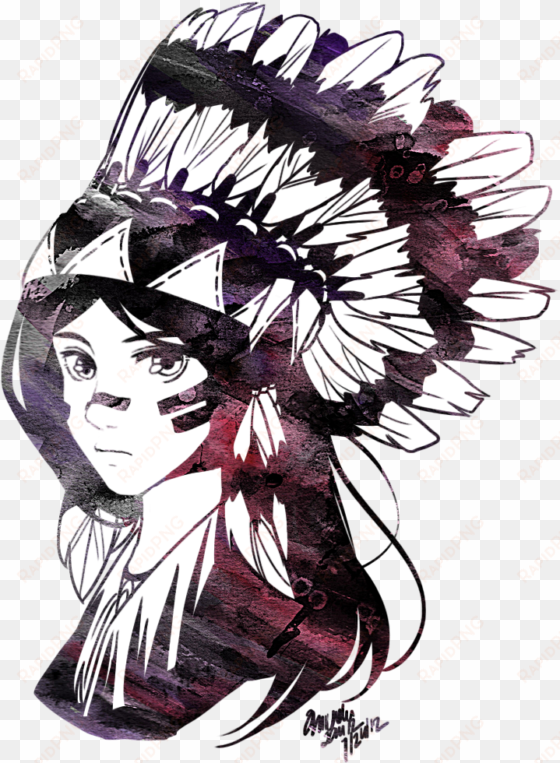 sioux headdress by mewdoubled-d58jt04 - anime girl with headdress