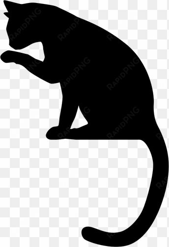 sitting cat silhouette vector clip art public domain - cat licking paw silhouette