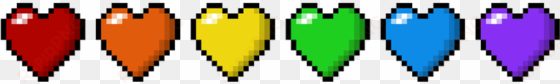 six pixel hearts, stacked side by side, each heart - pride rainbow pride heart