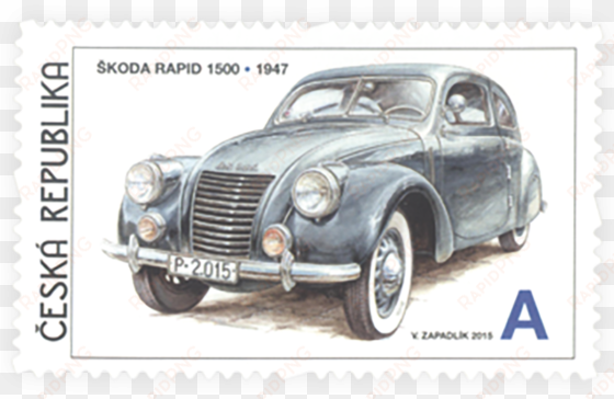 Škoda cars on postage stamps - antique car