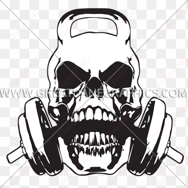 skull clipart kettlebell - kettlebell skull with barbell